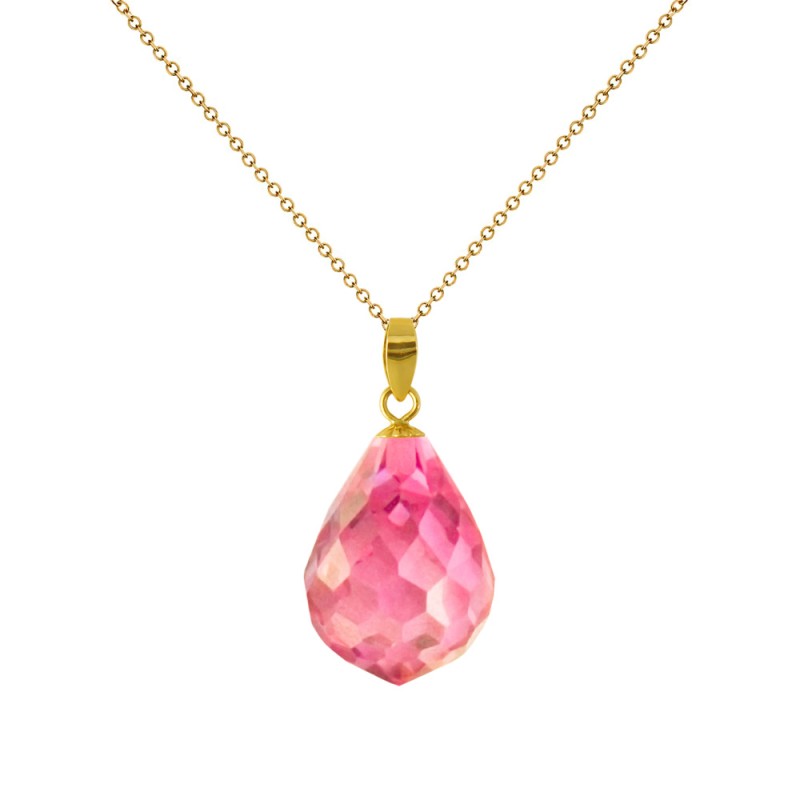 Μενταγιόν Κ18 χρυσό με Pink Quartz - M318491PQ