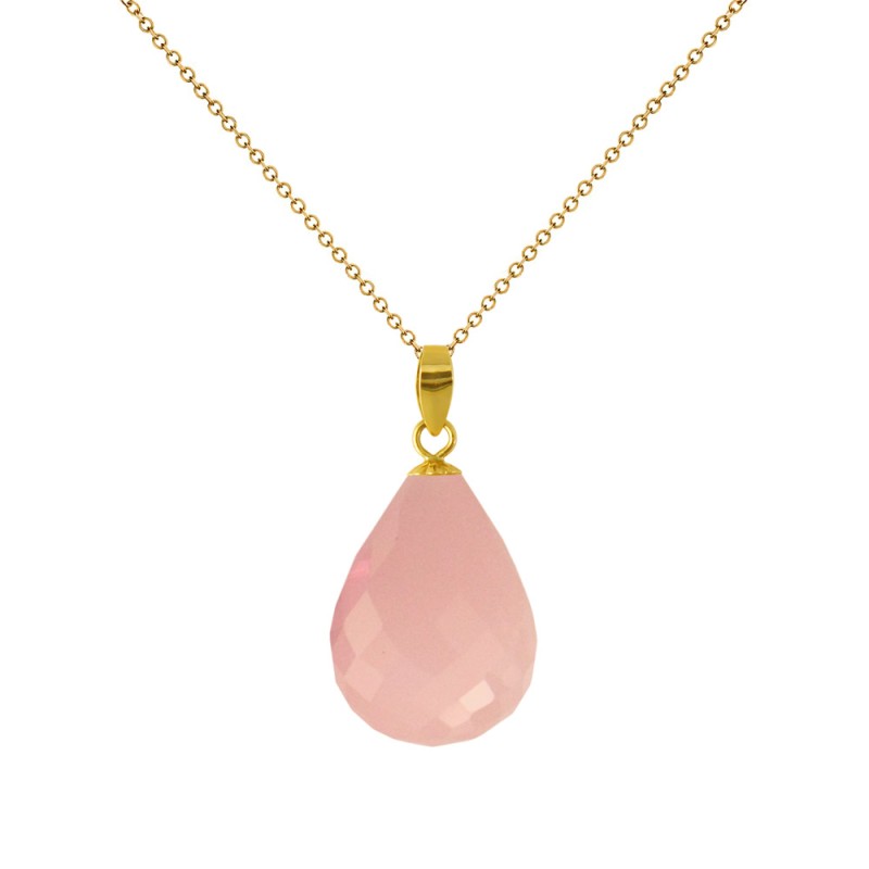 Μενταγιόν Κ18 χρυσό με Rose Quartz - M318491RQ