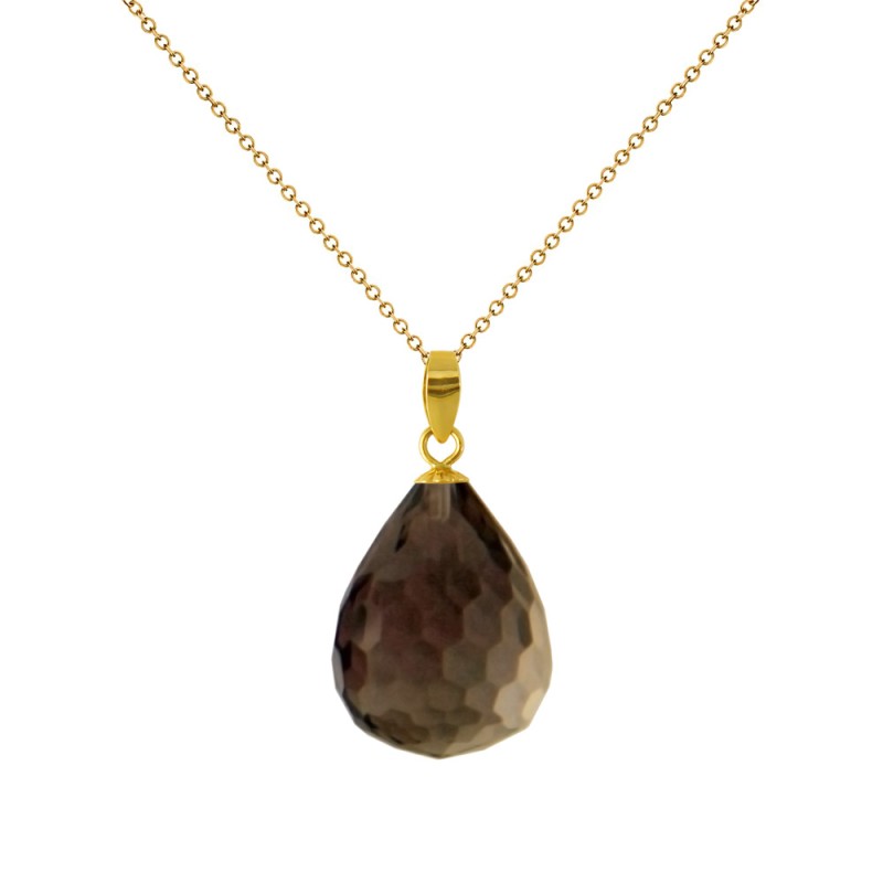 Μενταγιόν Κ18 χρυσό με Smoked Quartz - M318491SQ