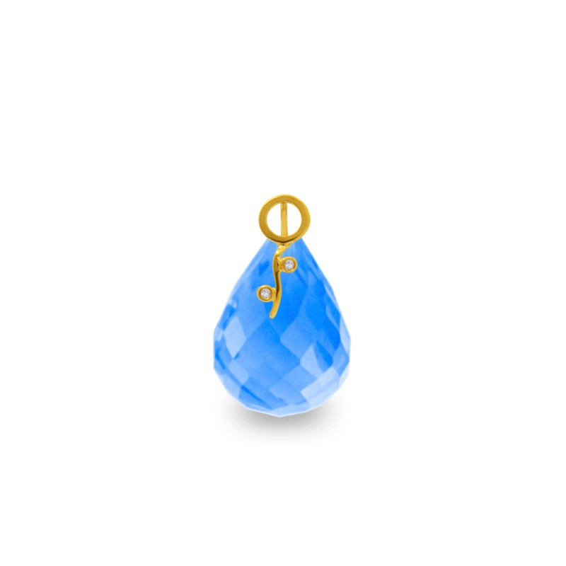 Μενταγιόν Κ18 με Blue Topaz και διαμάντια - M318493BT
