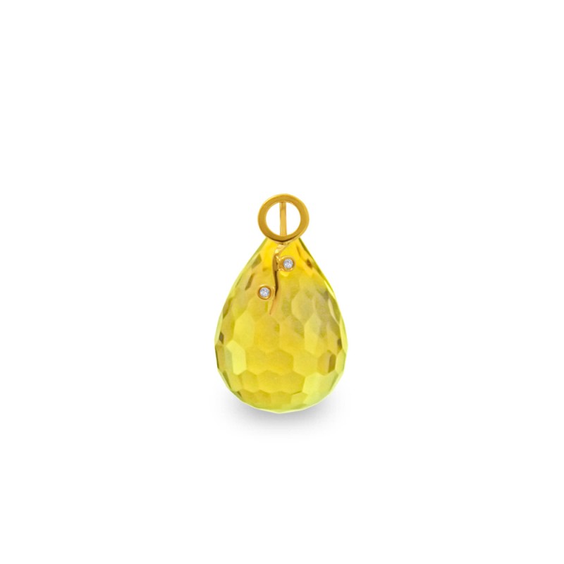 Χρυσό μενταγιόν με Lemon Quartz και διαμάντια - M318493LQ