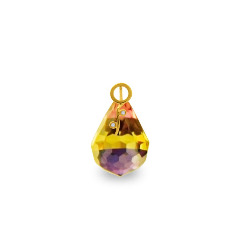 Χρυσό μενταγιόν με Multi-color Quartz και διαμάντια - M318493MC