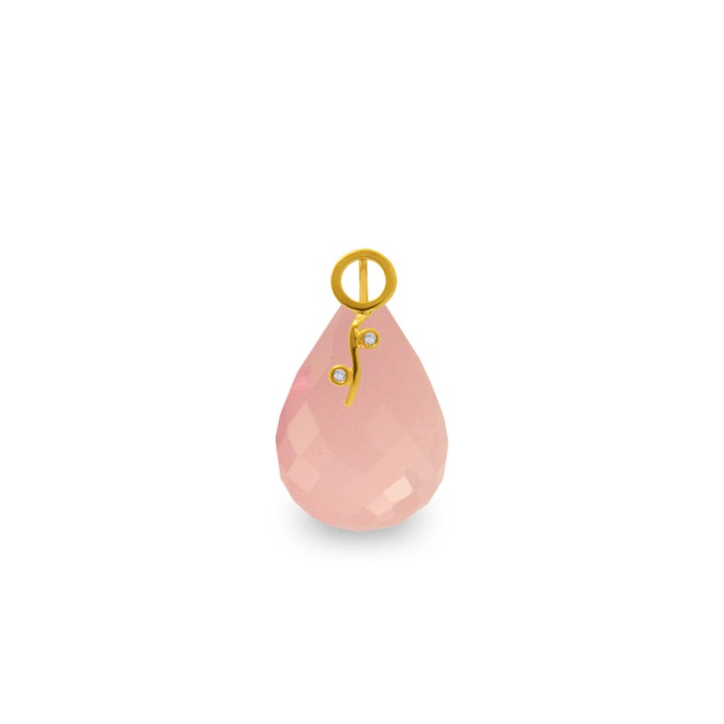Χρυσό μενταγιόν με Rose Quartz και διαμάντια - M318493RQ