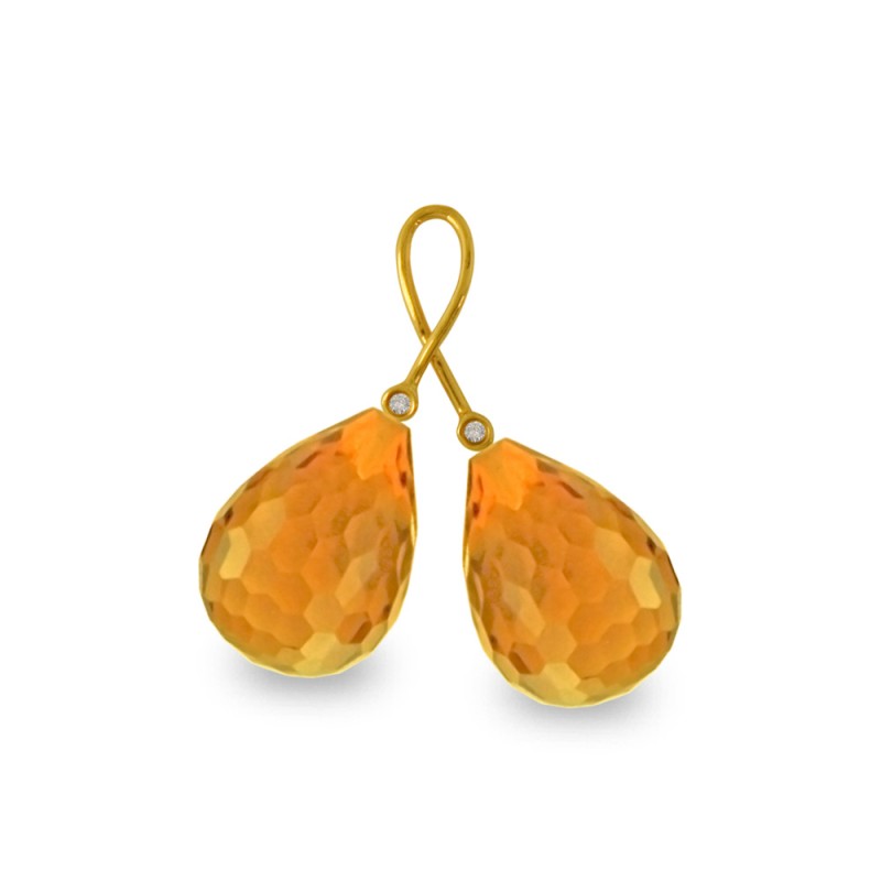 Χρυσό μενταγιόν με Citrine και διαμάντια - M318497C
