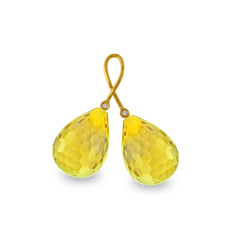 Μενταγιόν Κ18 χρυσό με Lemon Quartz και διαμάντια - M318497LQ