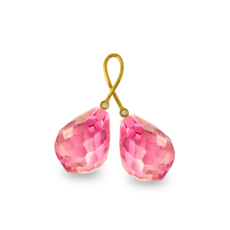 Μενταγιόν Κ18 χρυσό με Pink Quartz και διαμάντια - M318497PQ