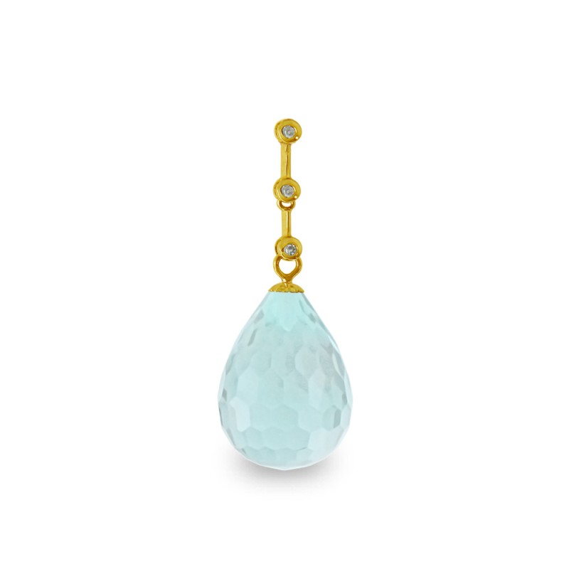 Μενταγιόν Κ18 χρυσό με Aquamarine και διαμάντια - M318500AQ