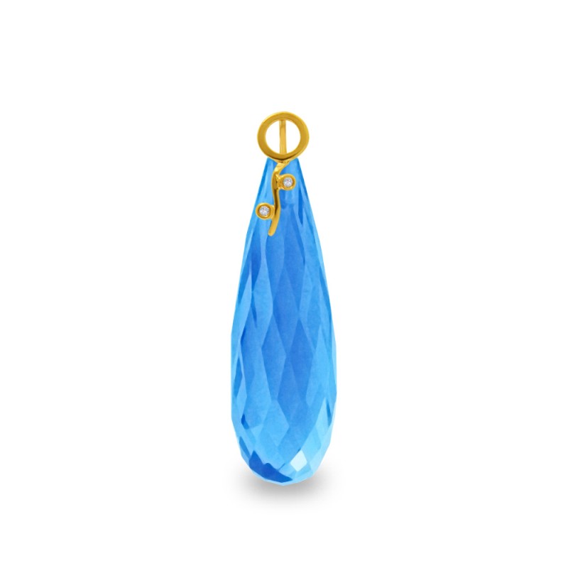 Μενταγιόν Κ18 χρυσό με Blue Topaz και διαμάντια - M318506BT