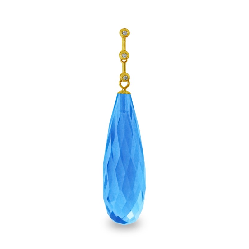 Χρυσό Κ18 μενταγιόν με Blue Topaz και διαμάντια - M318512BT