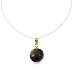 Χρυσό Κ18 μενταγιόν με μαύρο Shell Pearl - M316661B