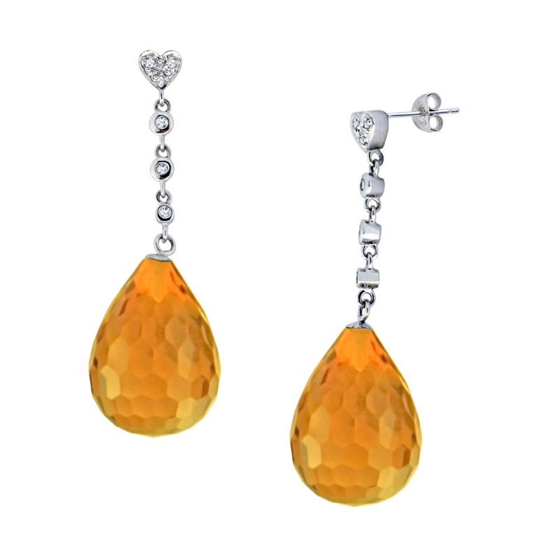 Σκουλαρίκι Κ18 λευκόχρυσο με Citrine - M318698C