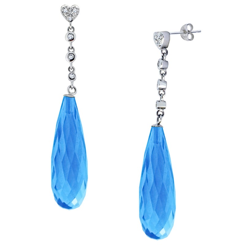 Σκουλαρίκια Κ18 λευκόχρυσα με Blue Topaz- M318706BT