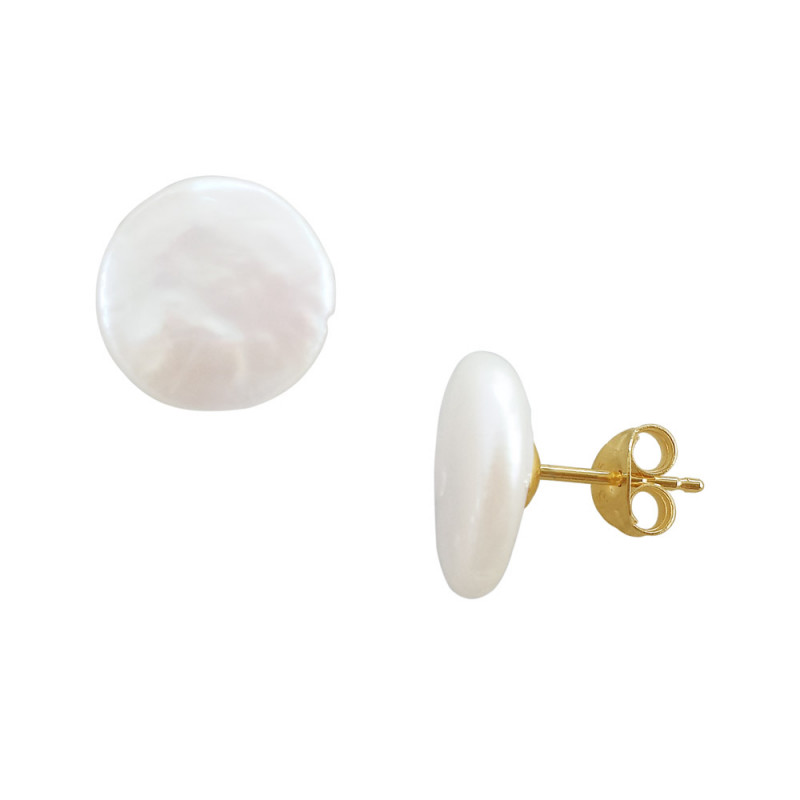 Σκουλαρίκια με λευκά μαργαριτάρια σε χρυσή βάση Κ14 - G121207K