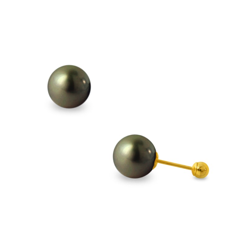 Σκουλαρίκια με μαύρα μαργαριτάρια σε χρυσή βάση Κ18 - G122333B