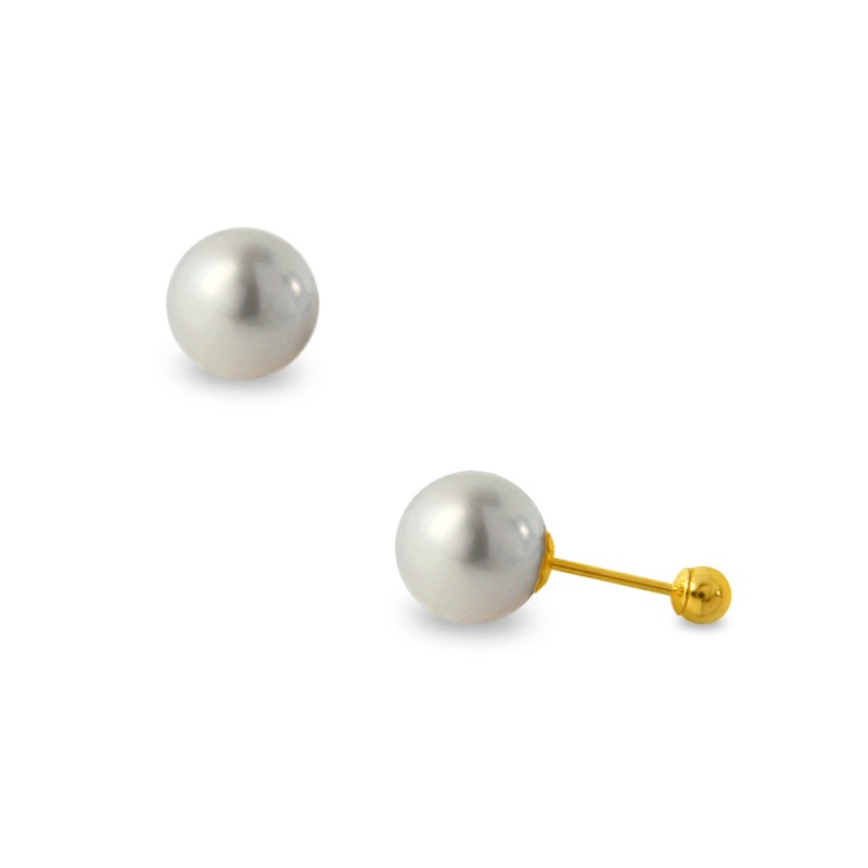 Σκουλαρίκια με γκρι μαργαριτάρια σε χρυσή βάση Κ14 - G122333G