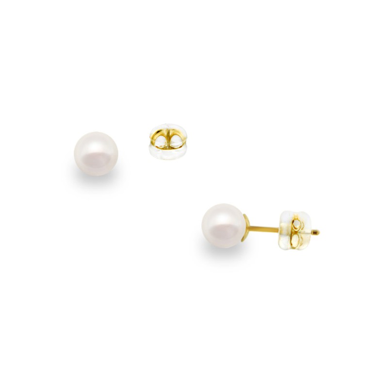 Σκουλαρίκια σε Κ9 χρυσό με λευκά μαργαριτάρια - G307005K9
