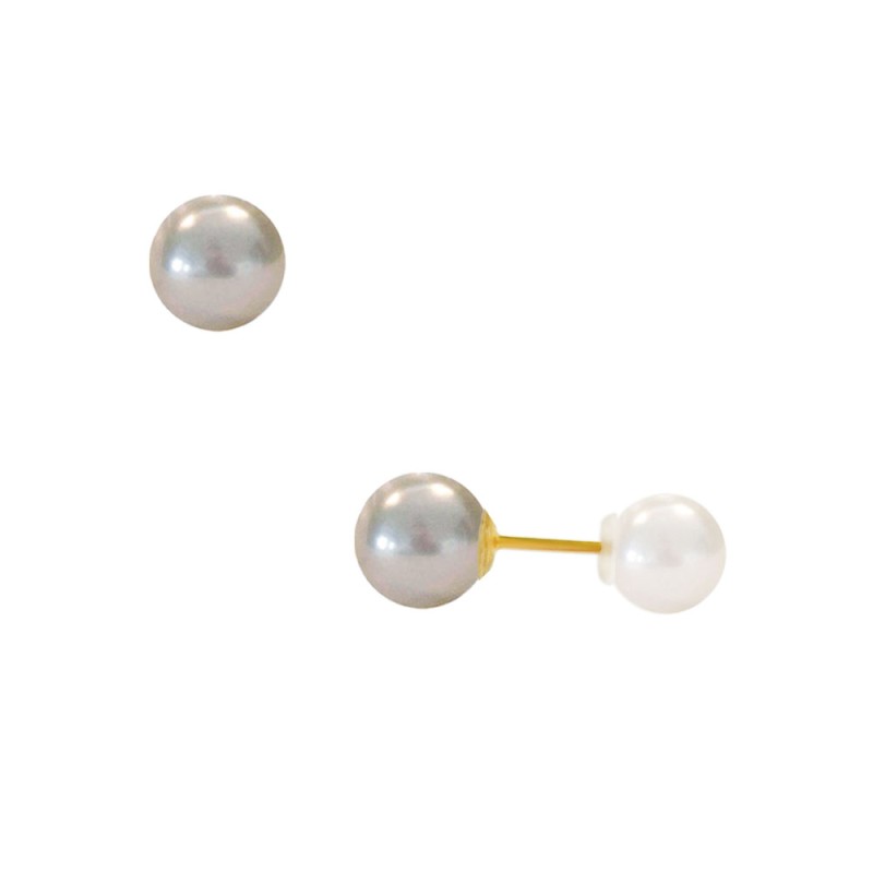 Σκουλαρίκια διπλής όψης με μαργαριτάρια σε χρυσή βάση Κ14 - G418936GPB
