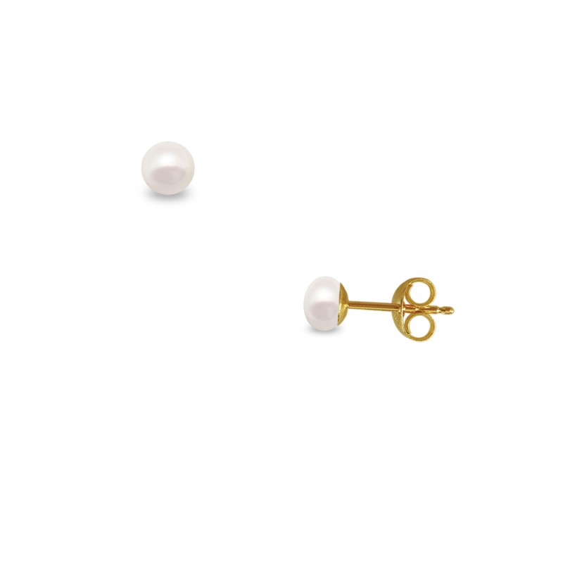 Σκουλαρίκια σε Κ14 χρυσό με λευκά μαργαριτάρια - M123881