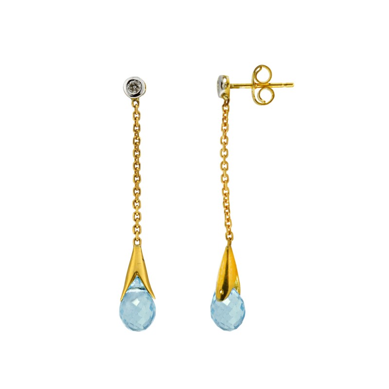 Σκουλαρίκι Κ18 χρυσό με Blue Topaz - M309662