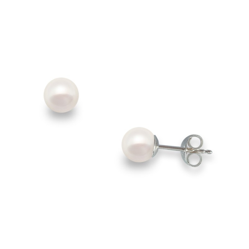 Σκουλαρίκια με λευκά μαργαριτάρια σε ασημένια βάση 925 - M123415