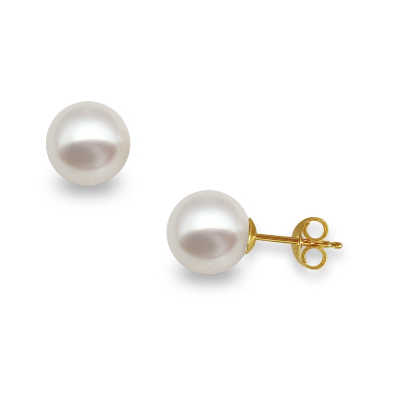 Σκουλαρίκια με λευκά μαργαριτάρια σε χρυσή βάση Κ14 - G418940
