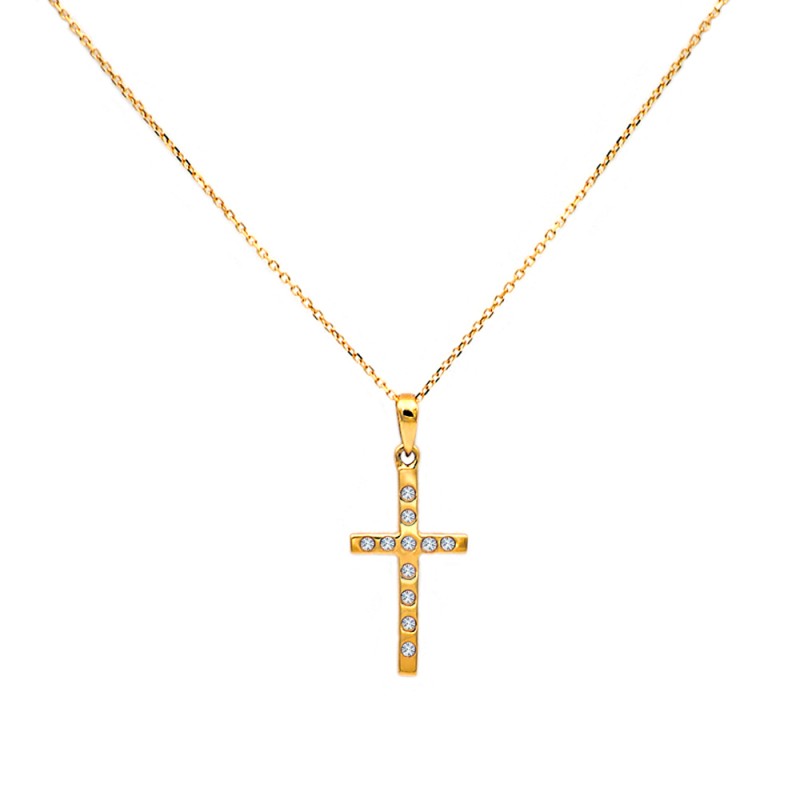 Χρυσός Κ18 σταυρός με διαμάντια - M315001