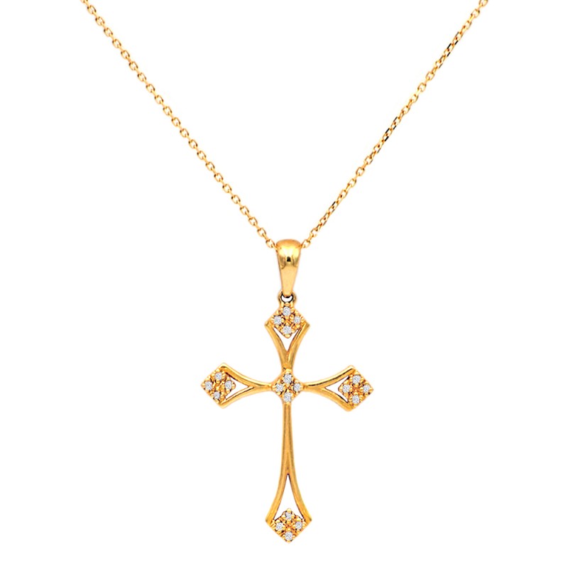Χρυσός σταυρός 18 καρατίων με διαμάντια - M315230