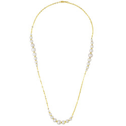 Κολιέ με χρυσή αλυσίδα Κ14 και μαργαριτάρια - M123499