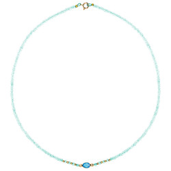 Κολιέ με Κ14 χρυσά στοιχεία, aqua και blue topaz - F124142