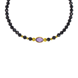 Βραχιόλι με Κ14 χρυσά στοιχεία, spinel και amethyst- F124150A Βραχιόλι με Κ14 χρυσά στοιχεία, spinel και amethyst- F124150A
