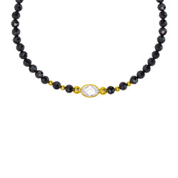 Βραχιόλι με Κ14 χρυσά στοιχεία, spinel και crystal - F124150CR