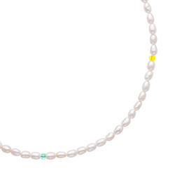 Βραχιόλι για το πόδι με λευκά μαργαριτάρια, multi color crystal και ασημένιο 925 επιχρυσωμένο κούμπωμα - L124418