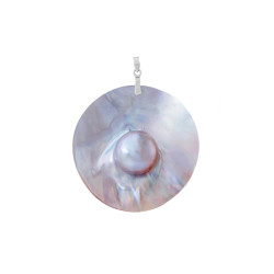 Μενταγιόν Κ18 λευκόχρυσο με Mother of Pearl - F124495W