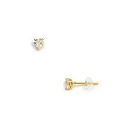 Σκουλαρίκια Κ14 χρυσά με ζιργκόν σε σχήμα καρδιά - F124521