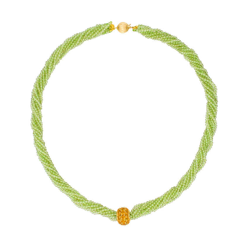 Κολιέ με κ18 χρυσά στοιχεία, Peridot και Citrine - F125064