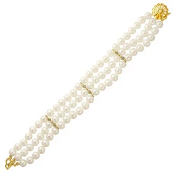 Βραχιόλι με Κ18 χρυσά στοιχεία, μαργαριτάρια 6,0-6,5mm και διαμάντια - G122258