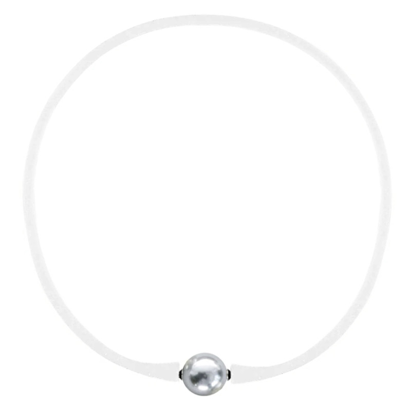 Κολιέ Elastic Silicon με γκρι Shell Pearl - M122358SGLGR