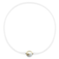Κολιέ Elastic Silicon με λευκό Shell Pearl - M122358SGL