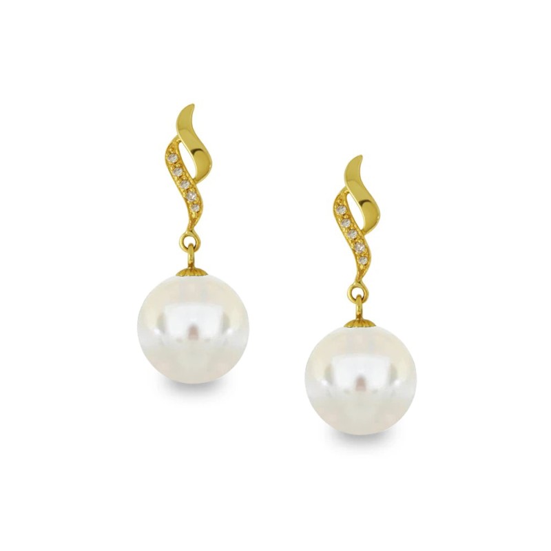 Σκουλαρίκια με λευκά Shell Pearl και διαμάντια - G319985