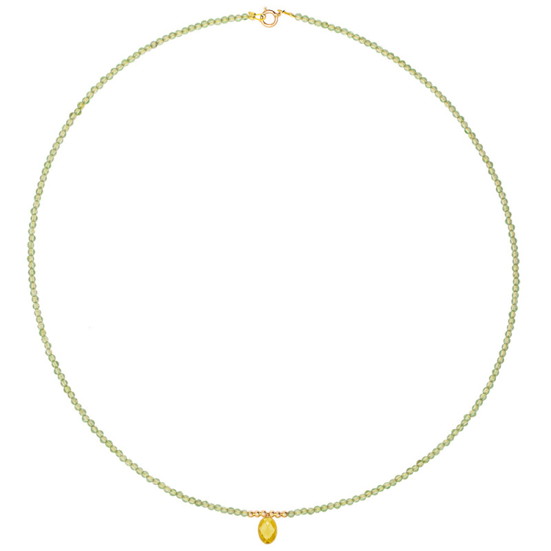 Κολιέ με Κ14 χρυσά στοιχεία, περίδοτο και citrine - F124158P