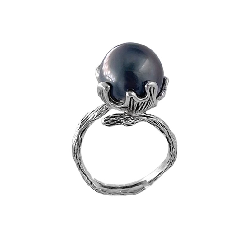 Δαχτυλίδι από ασήμι 925 με μαύρο μαργαριτάρι South Sea - R125113B