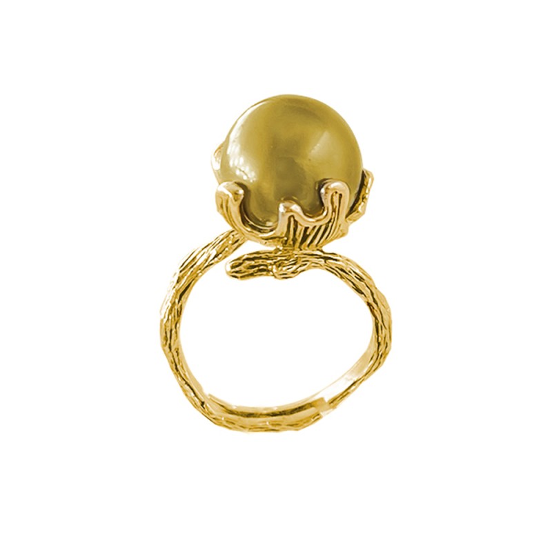 Δαχτυλίδι από ασήμι 925 με Gold μαργαριτάρι South Sea - R125113G