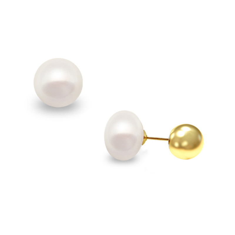 Σκουλαρίκια με λευκά μαργαριτάρια σε ασημένια επιχρυσωμένη 925 βάση - S123403
