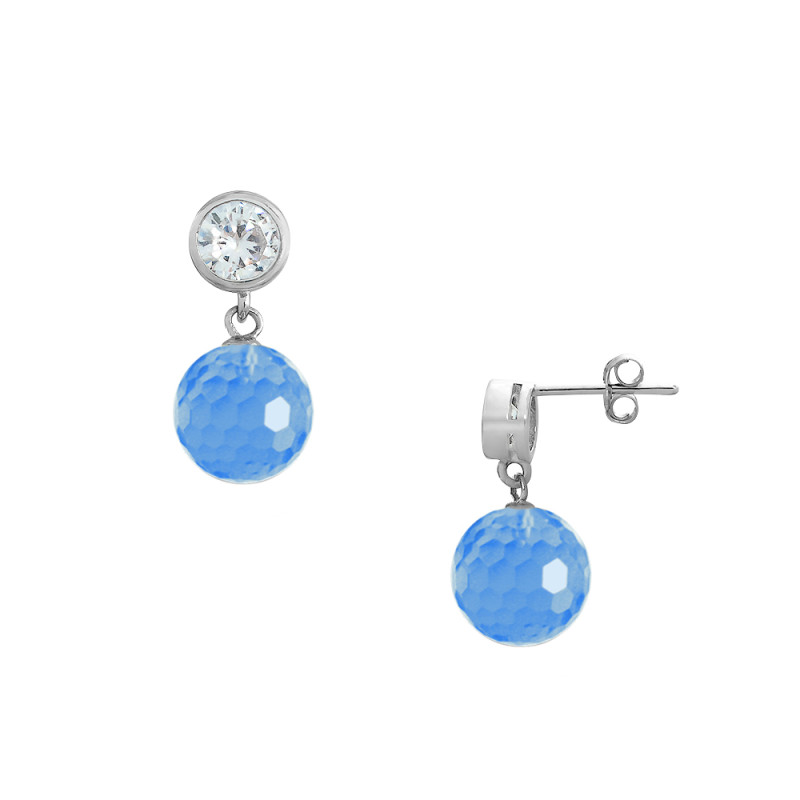 Σκουλαρίκια με Blue Topaz και ζιργκόν σε ασημένια βάση 925 - S124333BT