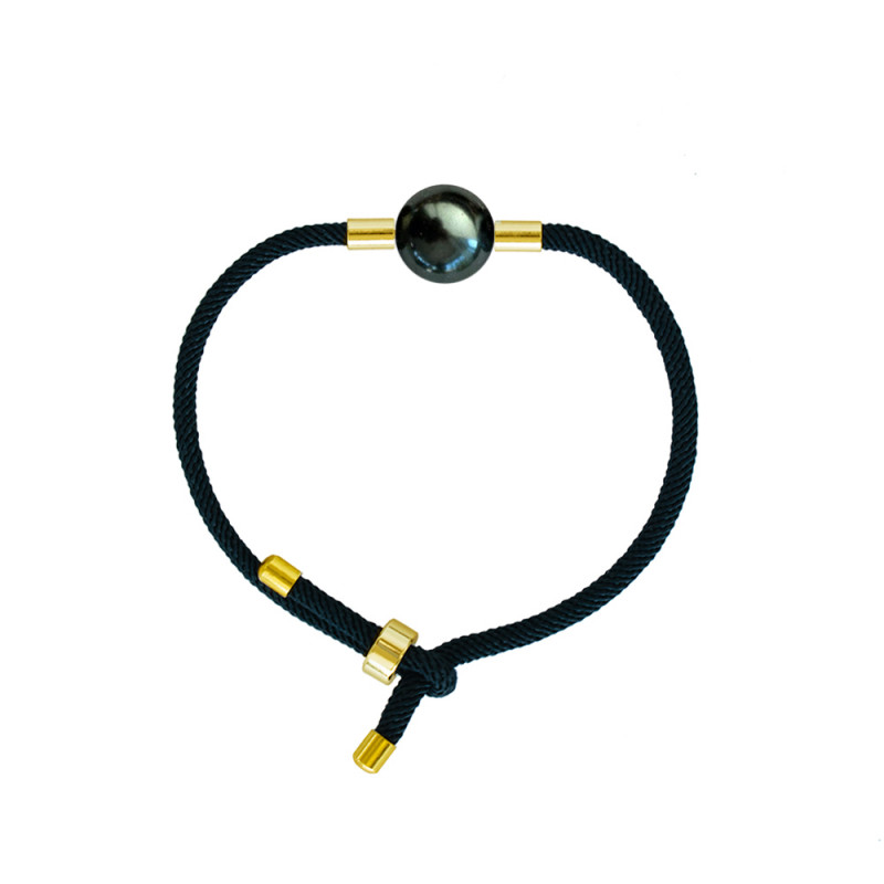 Βραχιόλι με μαύρο Shell Pearl και νήμα - S124343B