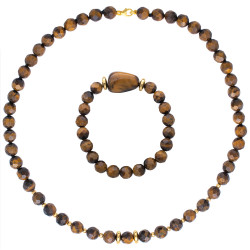 Σετ κολιέ και βραχιόλι με tiger eye και αιματίτη - S124505S