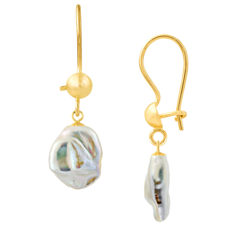 Σκουλαρίκια Κ14 χρυσά με λευκά μαργαριτάρια Biwa - F124547BW