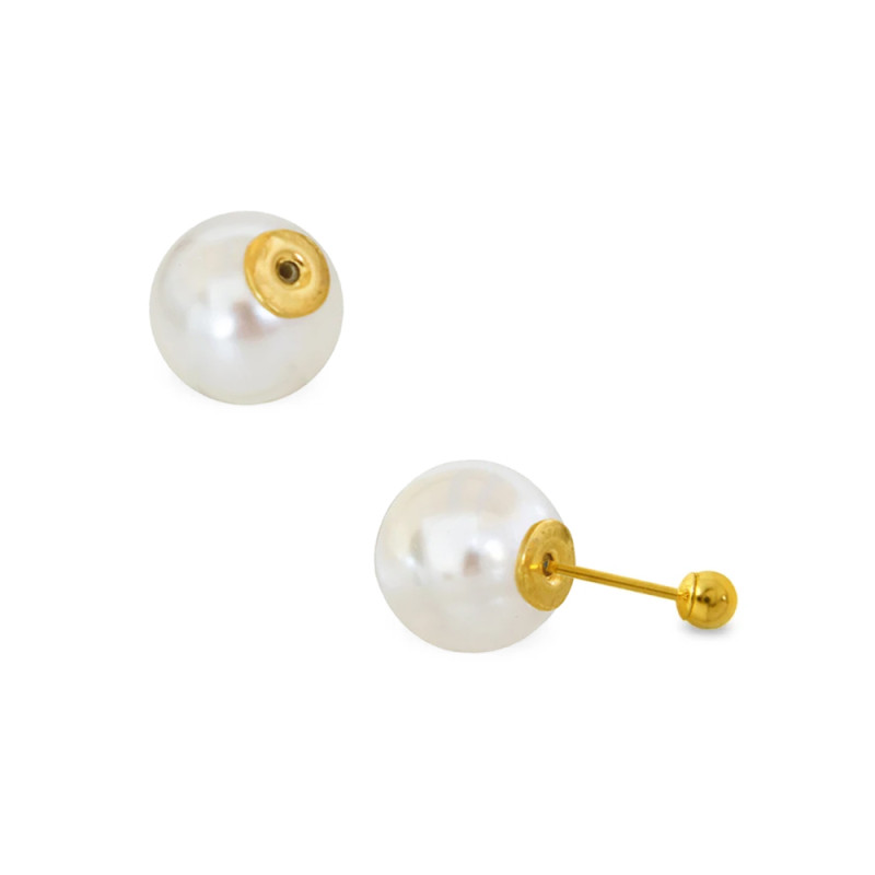 Σκουλαρίκια με λευκα μαργαριτάρια και Κ14 βάση - S124871 