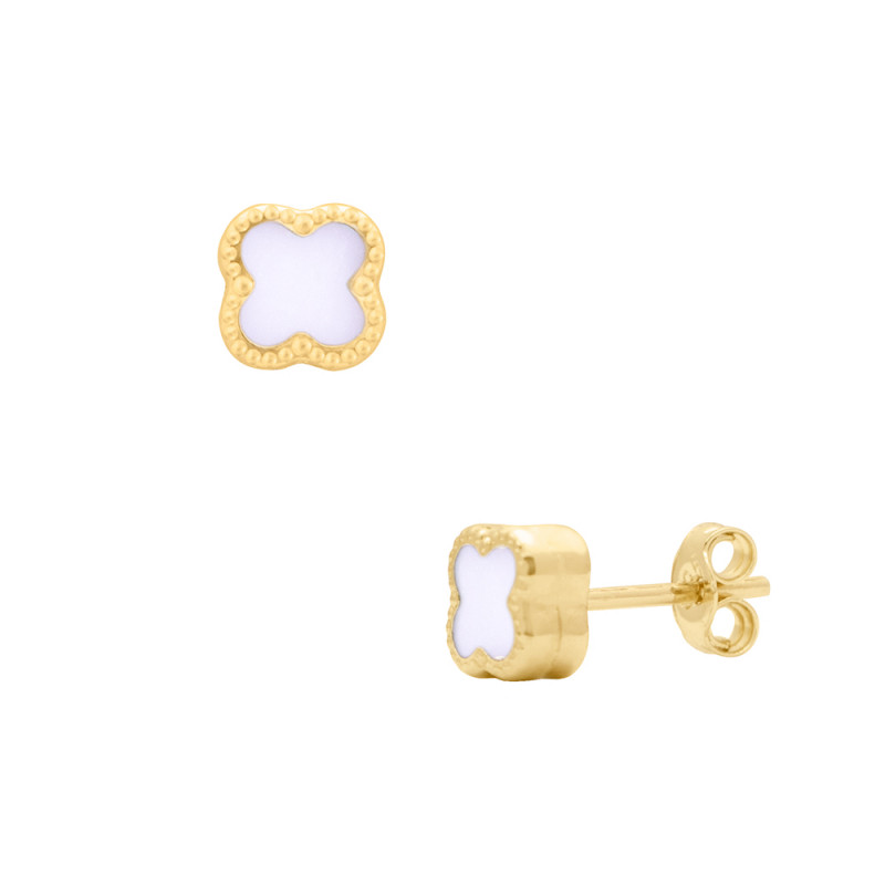 Σκουλαρίκια σε Κ14 χρυσή βάση και mother of pearl - S124047
