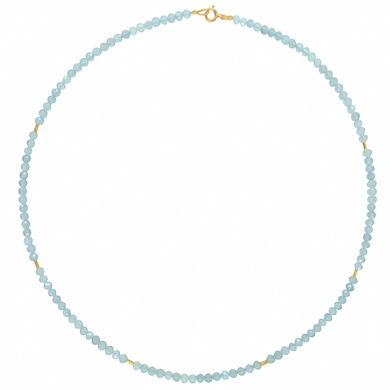 Κολιέ με Κ18 χρυσά στοιχεία και aqua - M125341A